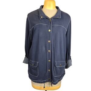 Jones New York Signature Woman 3X Snap Front Lightweight Jacket Polka Dot Casual